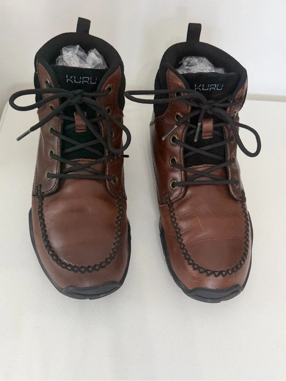 KURU Mens 8 Brown Leather Moc Toe Ankle Boots Orthopedic Comfort Orthotic Shoes